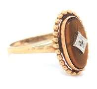 10kt Yellow gold oval tiger eye ring