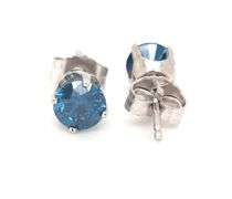 14kt White gold approximate 0.80ctw IR Teal diamond stud