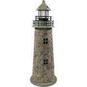 35-inch Decorative Cobblestone Solar Garden Lighthouse