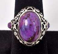Purple Spiney Oyster Turquoise Gemstone Ring in Sterling Silver