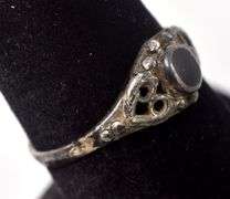 Black Onyx Gemstone Ring in Sterling Silver