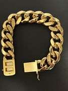 Huge 144.7 Gram 14 Kt Gold Plate Cuban Link Bracelet