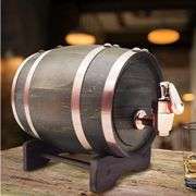 Vintage Walnut-Stained Wooden Barrel Liquor Dispenser