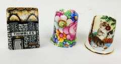 3 Fine Bone China Collectible Thimbles