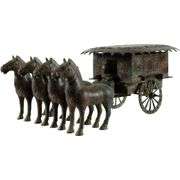 Large Bronze Vintage Horse-Drawn Carriage Qing Dynasty