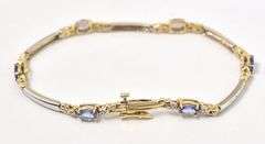 Graceful 14K White and Yellow Gold Tanzanite Gemstone and Diamond Bracelet