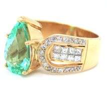 18kt Yellow gold Paraiba Tourmaline and diamond ring