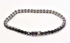 Black Spinal Gemstone Bracelet in Sterling Silver