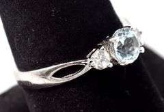 Aquamarine and CZ Gemstone Ring in Sterling Silver