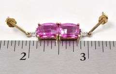 Beautiful 10K Yellow Gold Pink Topaz Gemstone Earrings