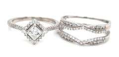 14kt White gold 0.60ctw princess cut diamond engagement ring with diamond wrap