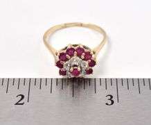 Alluring 10K Yellow Gold Ruby Gemstone and Diamond Ring