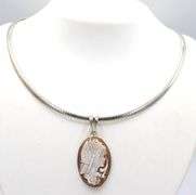 925 Sterling silver Cameo pendant on Italian omega chain