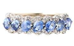 Le Vian 0c.90tw Sapphire and 0.25ctw Diamond Frame Band Ring in 14K