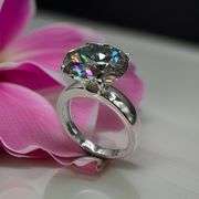 Huge 11.5 Ct VVs1 Ice Blue Lab Simulated Diamond 14 Kt White Gold Plated Ring