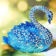 Blue Swan Trinket Box Hand-Painted Collectible Ring Holder