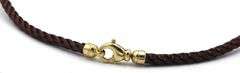 Brown leather necklace with 14kt Yellow gold clasp