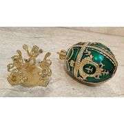 Royal Green Fabergé Style Egg with 24k Gold and Swarovski Diamonds