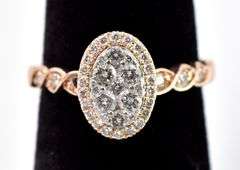 Stunning 10K Rose Gold Diamond Cluster Ring