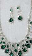 Emerald Color Jewelry Neck Lace And Earrings