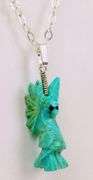 Carved Turquoise Dragon Pendant on Sterling Chain