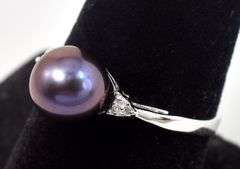 Pearl and Diamond Ring in Sterling Silver