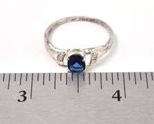 Blue Sapphire and CZ Gemstone Ring in Sterling Silver