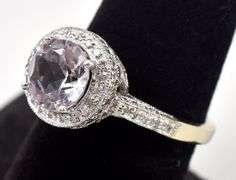Sparkling 14K white Gold Purplish Gemstone and Diamond Ring