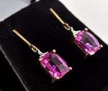 Beautiful 10K Yellow Gold Pink Topaz Gemstone Earrings