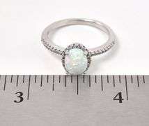 Opal and CZ Gemstone Ring in Sterling Silver