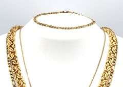 Group lot of 3 Vintage 925 sterling silver necklaces and Figaro bracelet