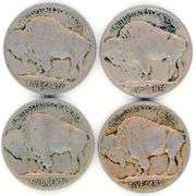 4 Different Buffalo Nickels: 1924-S-1926