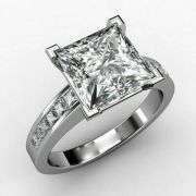 14 K White Gold Plated Huge 5 Ct Princess Cut Lab Simulated Diamond Ring
