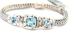 John Hardy Batu Kali triple square station blue topaz bracelet