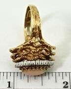 Mid-Century Modern 14K Coral & Diamond Ring