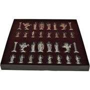 Medieval British Army Antique Copper Chess Set with Natural Solid Wood Board