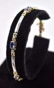 Graceful 14K White and Yellow Gold Tanzanite Gemstone and Diamond Bracelet