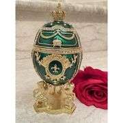 Royal Green Fabergé Style Egg with 24k Gold and Swarovski Diamonds