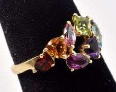 Colorful 14K Yellow Gold Multi-Gemstone Ring