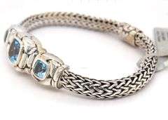 John Hardy Batu Kali triple square station blue topaz bracelet