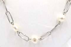 925 Sterling silver pearl link necklace