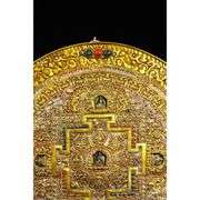 Rare Temple Collection Tibetan Silver Gold & Gilded Mosaic Gem Thangka Mandala