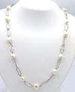 925 Sterling silver pearl link necklace