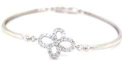 18kt White gold 1ctw diamond flower bangle bracelet