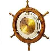 24" Pirate's Nautical Steering Wheel Styled Porthole Clock
