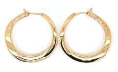 18kt Yellow gold wave hoop earrings