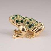 Handcrafted Keren Kopal Gold Frog with Green Crystals