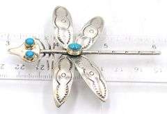 925 Sterling silver signed turquoise dragon fly pin