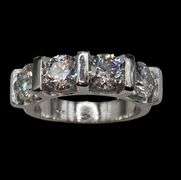 Sparkling 14 Kt White Gold Plate 4.15 Ct VVs1 F-G Simulated Diamond Ring