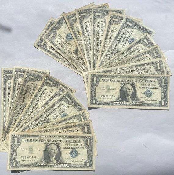 20 Mainly 1957 Series $1 Silver Certificates